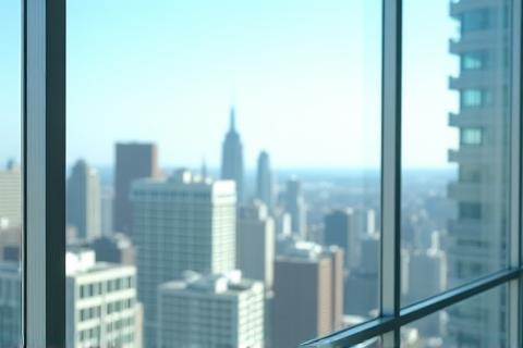 Clean window with city view